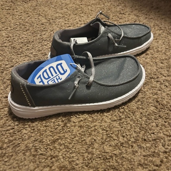 Hey Dude Wendy Stardust Charcoal Glitter Slip On Loafers 43101-025 Womens 6 - Picture 6 of 7